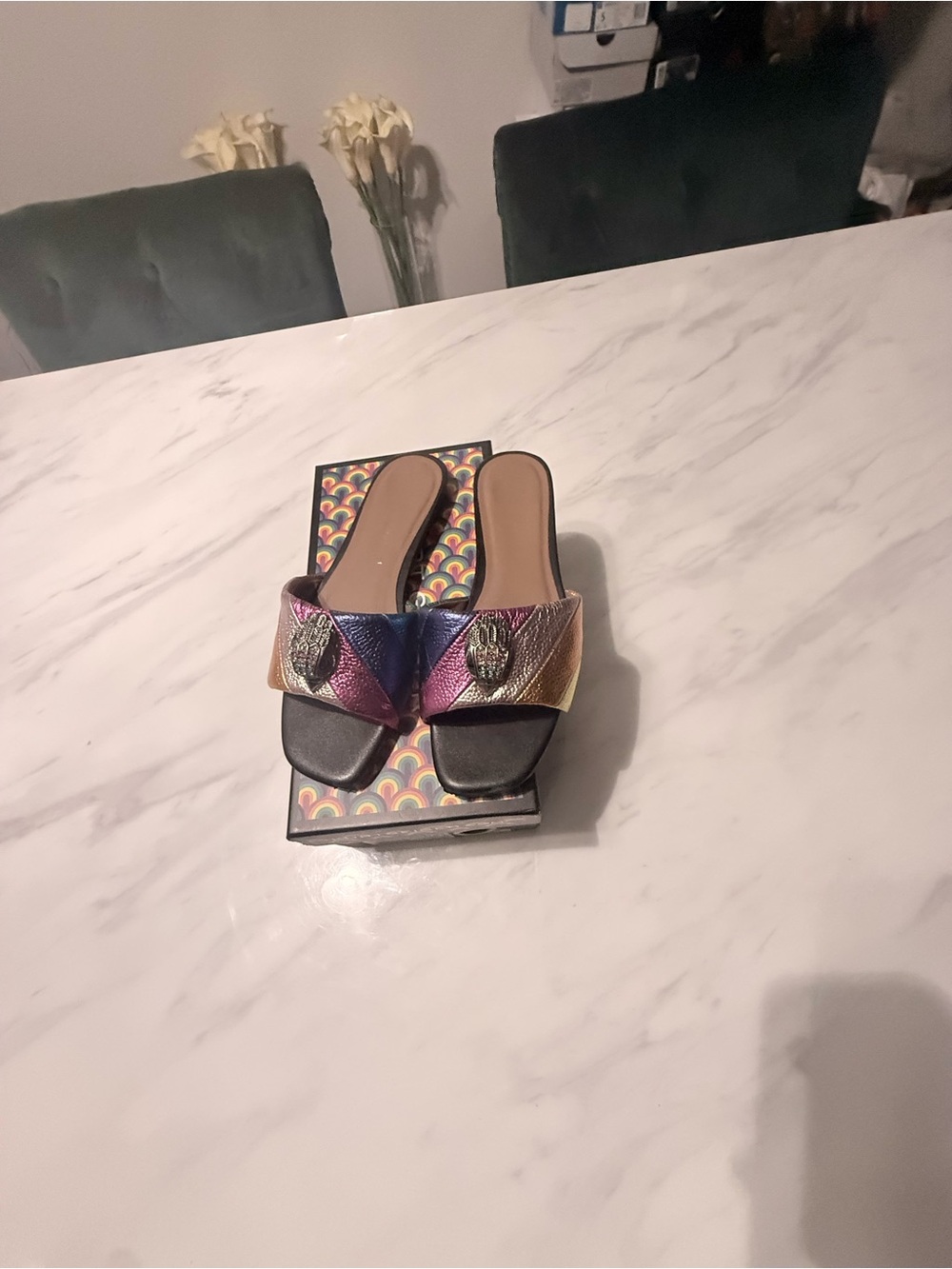 Kurt Geiger Metallic Multicolor Slide Mules